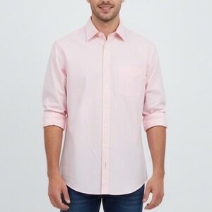 Wilkes Riley Mens Pink Classic Fit 17 1/2 x 35 Cotton Dress Shirt